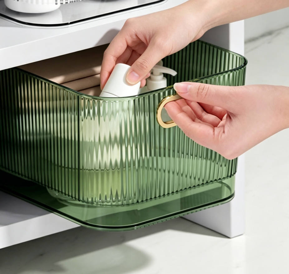 Transparent Green Acrylic Desktop Storage Basket