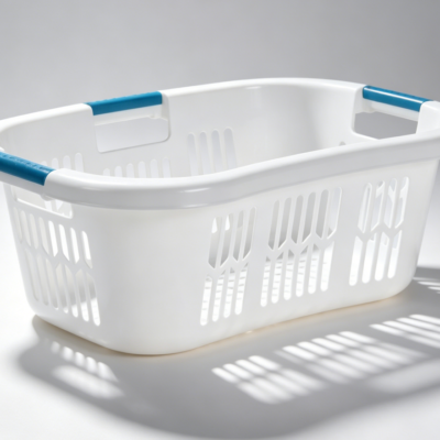 Large White Hip-Hugger Stackable Laundry Hamper