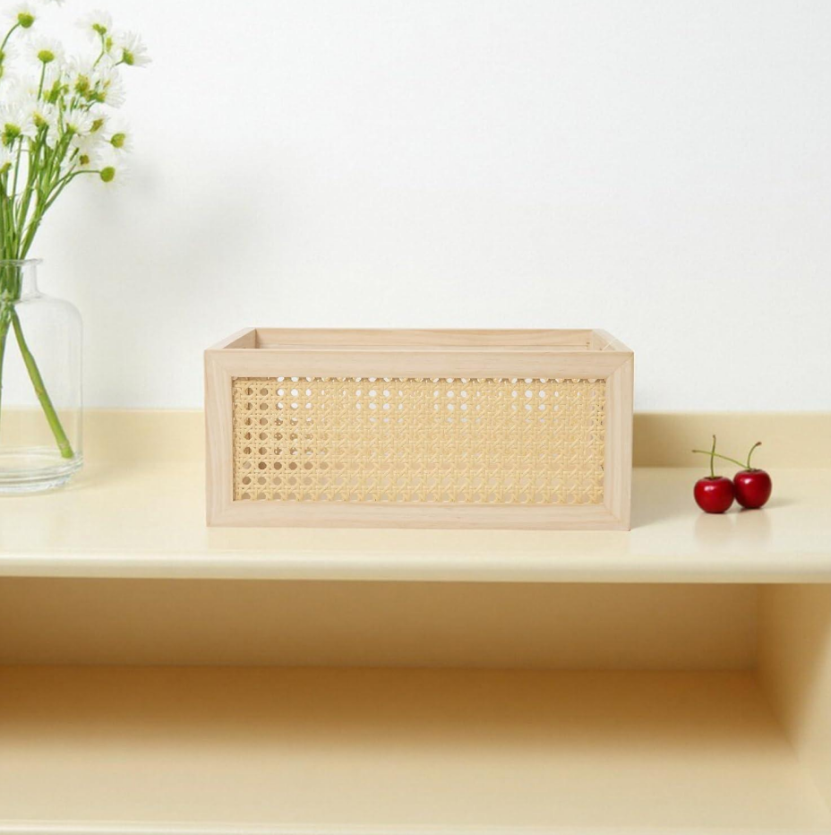 Original Rattan Wooden Tabletop Storage Box