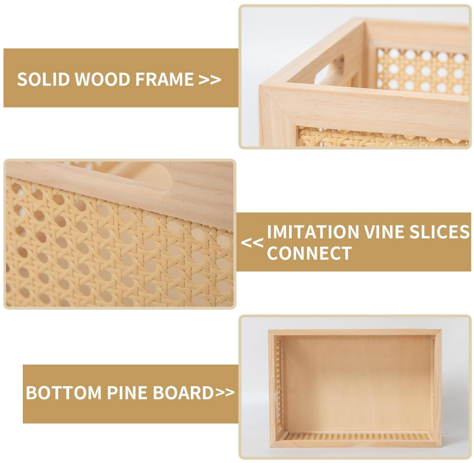 Original Rattan Wooden Tabletop Storage Box