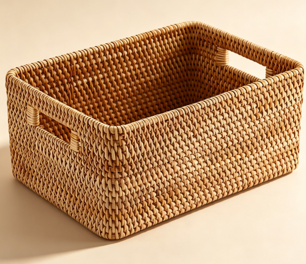 Natural Rattan Handwoven Basket with Handles