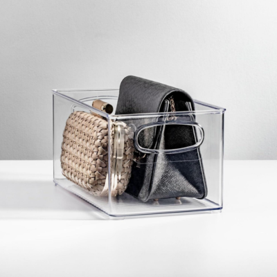 Clear Plastic Closet Organiser Basket with Handles