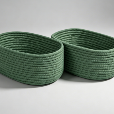 Green Cotton Rope Cube Shelf Storage Baskets