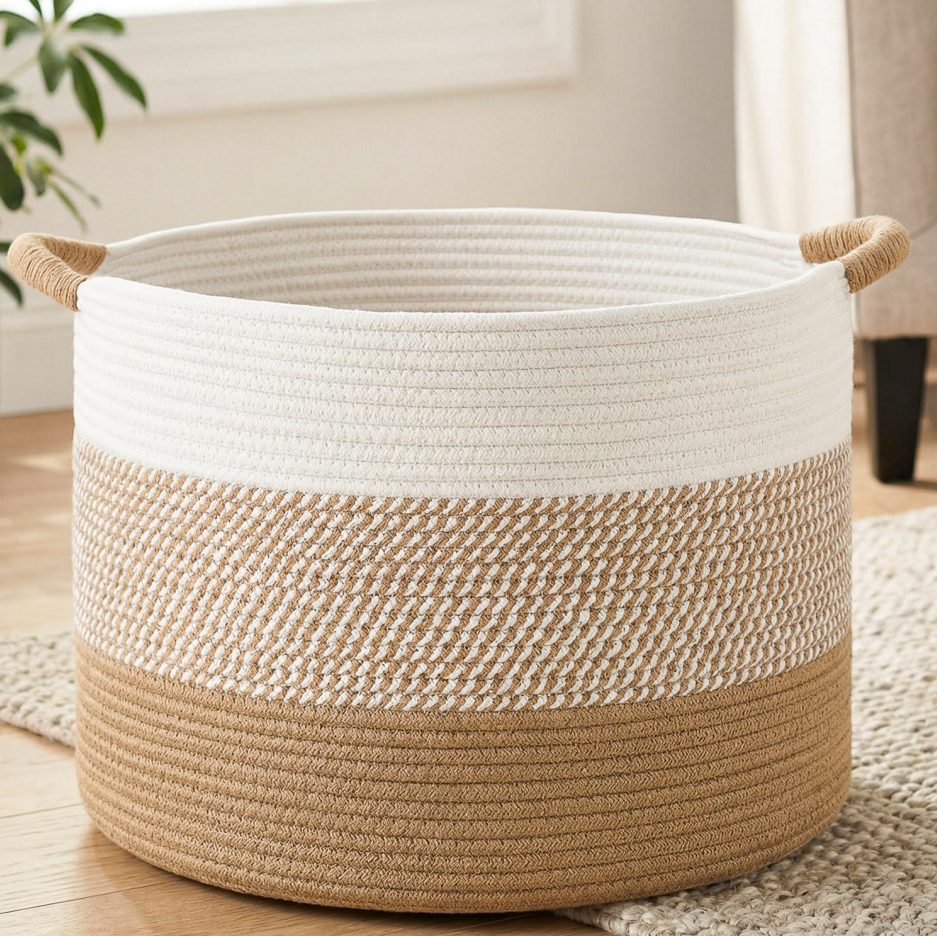 Brown 70L Large Cotton Rope Basket