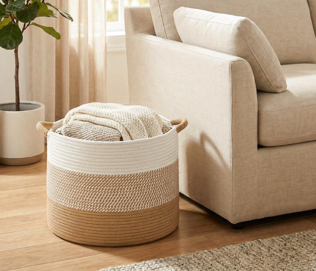 Brown 70L Large Cotton Rope Basket
