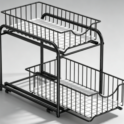 Ink Black 2 Tier Pull Out Cabinet Organiser