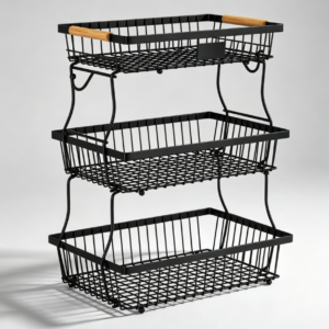 Black 3 Tier Fruit Basket with Banana Hangers