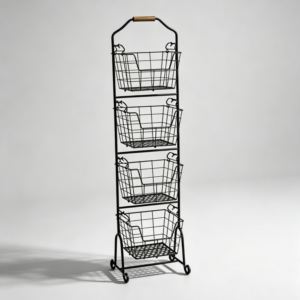 Antique Black 4 Tier Market Basket with Handle
