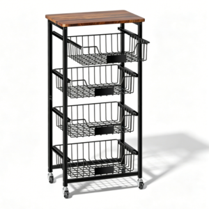 5 Tier Rolling Cart with Pull Out Baskets