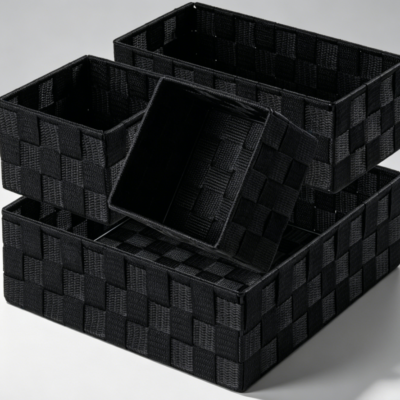 Set of 4 Small Black Cube Bins