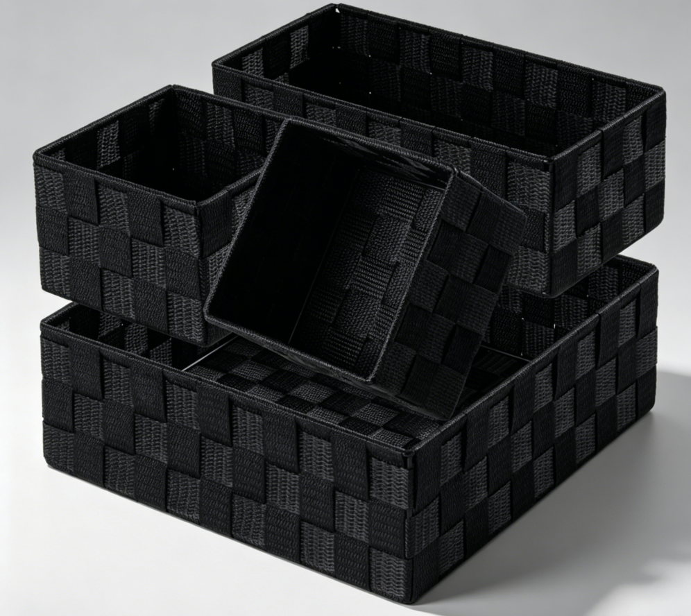 Set of 4 Small Black Cube Bins